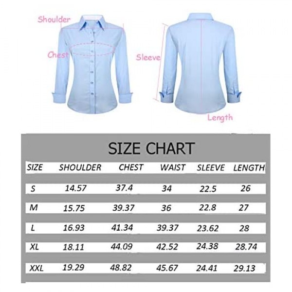 Esabel.C Womens Button Down Shirts Long Sleeve Regular Fit Cotton Stretch Work Blouse