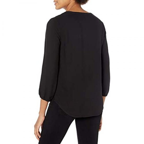Essentials Women's 3/4 Sleeve Button Popover Shirt