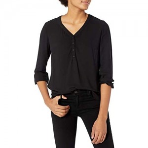  Essentials Women's 3/4 Sleeve Button Popover Shirt