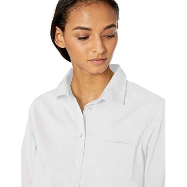 Essentials Women's Classic-Fit Long Sleeve Button Down Poplin Shirt