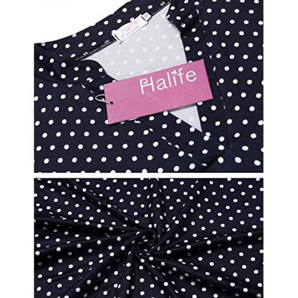Halife Women's Long Sleeve/Sleeveless Floral Print V Neck Henley Tops Blouse Shirts Tunic