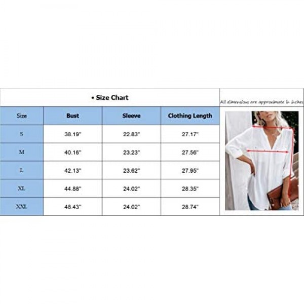 Hiistandd Women's Long Sleeve Casual V Neck Tops Chiffon Shirt Button Down Blouse