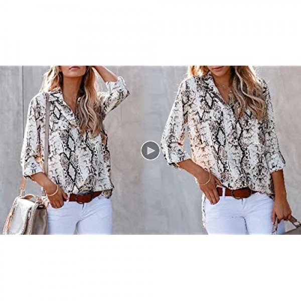 HOTAPEI Womens Summer Casual Tops and Blouses V Neck Button Down Shirts