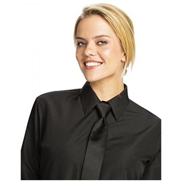 Luxe Microfiber Women's Button-Down Shirt Long Sleeve Regular Fit Point Collar - Style Becky