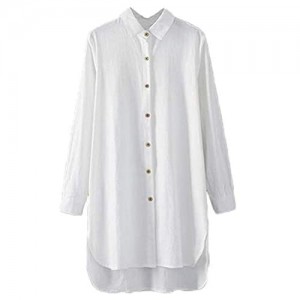 Minibee Women's Long Sleeve Shirts Button Down Blouse Plus Sizes Tunic High Low Tops