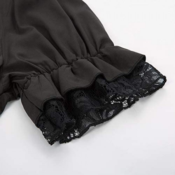 Scarlet DARKNES Women Victorian Short Sleeve Shirt Steampunk Lace Up Blouse