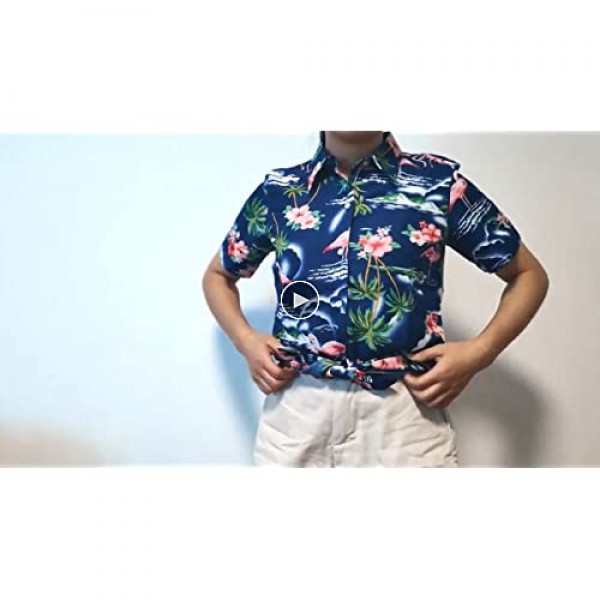SSLR Womens Flamingo Shirt Casual Short Sleeve Hawaiian Shirts for Women