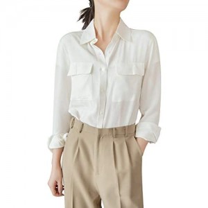 Women's 100% Silk Blouse Long Sleeves Button Down Ladies Shirts Tops