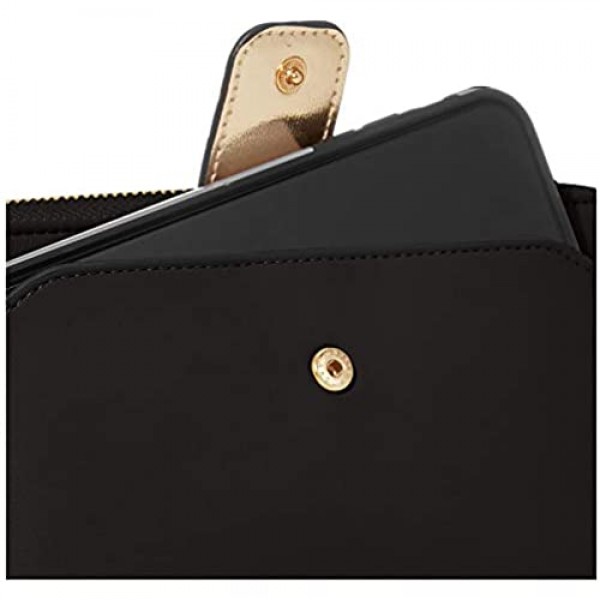 Essentials Women Wristlet Wallet with Cell Phone Holder RFID Blocking Zip Around Wallet PU