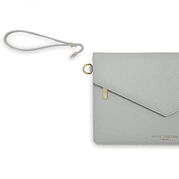 Katie Loxton Esme Womens Vegan Leather Envelope Clutch Wristlet Bag Grey