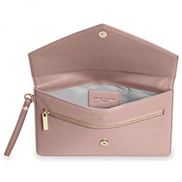 Katie Loxton Esme Womens Vegan Leather Envelope Clutch Wristlet Bag Pink