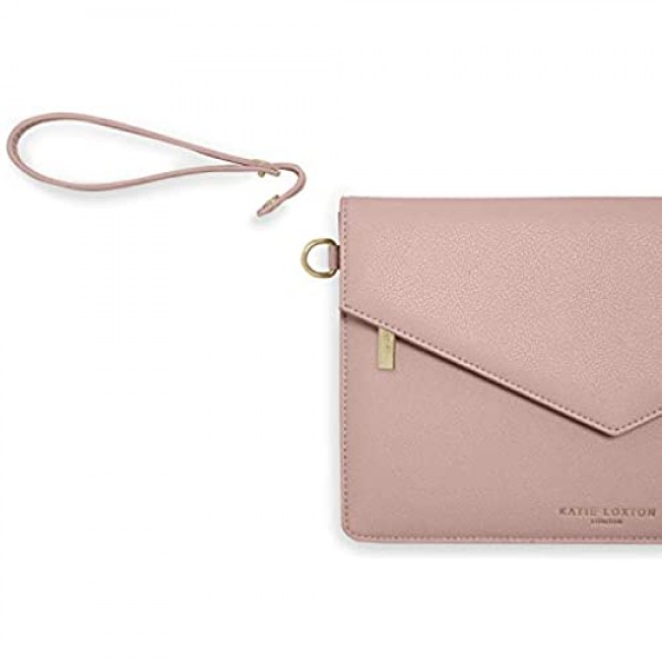 Katie Loxton Esme Womens Vegan Leather Envelope Clutch Wristlet Bag Pink