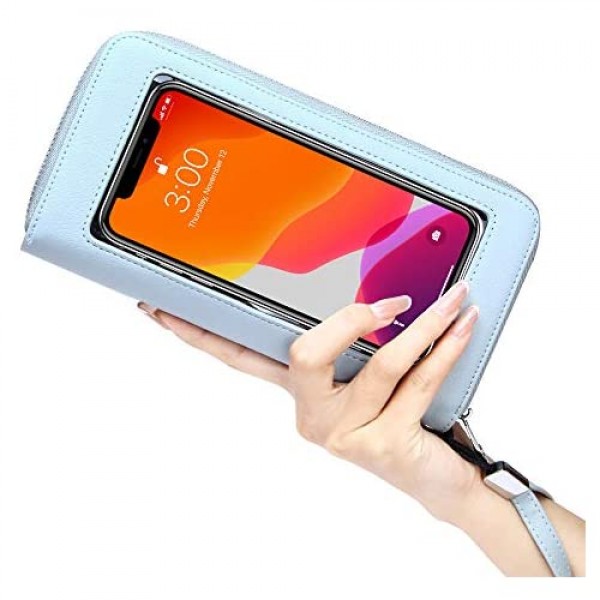 KUKOO Large Capacity Wallets for Women RFID Blocking Zip Around Touch Screen Phone Clutch Purse Wristlet with Gift Box