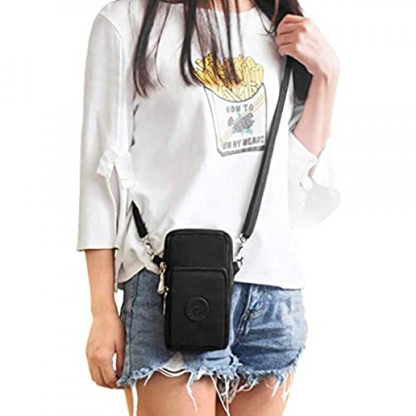 LassZone Women Girls Zipper Waterproof Nylon Crossbody Bags Wallet Cellphone Purse Shoulder Bag Wristlet Handbag