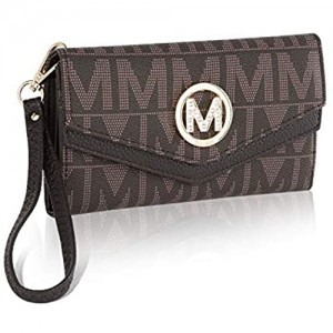 Mia K. Collection Envelope Handbag for Women Wallet - PU Leather Wristlet Bag - Double Zipper Multi Pockets Clutch Purse