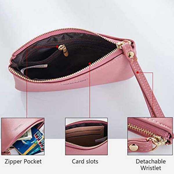 Oichy Wristlet Wallet Purse for Women PU Leather Smartphone Wristlet Clutch Ladies Small Clutch Wallets
