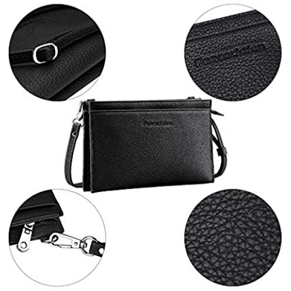 Peacocktion Small Crossbody Bags for women Wristlet Clutch Wallet Purse with Cell Phone Pocket 2 Strap