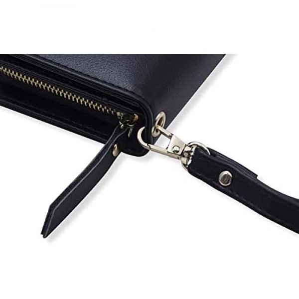 Wallet for Women Large Leather Wristlet RFID Card Long Clutch Handbag Purse