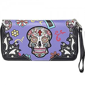 Western Wristlet Wallet  Double Zipper Clutch Wallet Purse with Multiple Card Slots and Phone Holder
