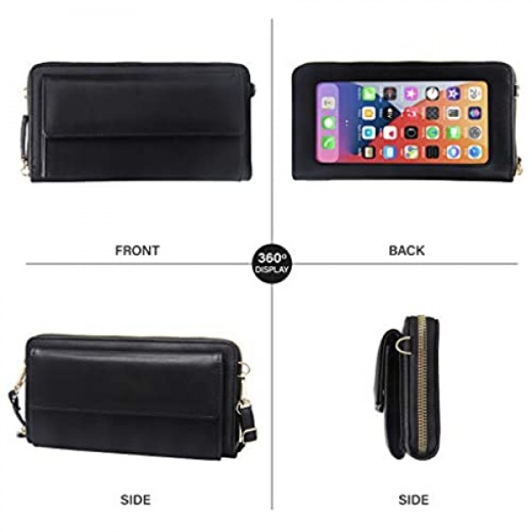 Women Touch Screen Purse Small Crossbody Phone Bag RFID Protection Wristlet Cell Phone Wallet