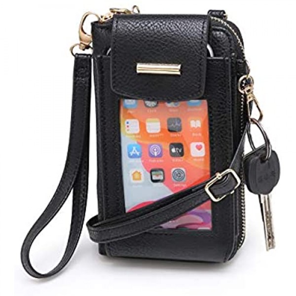 XB Phone Purse Crossbody Bags for Women Leopard Snake Plaid Touch Screen Key Clip Wristlet Wallet