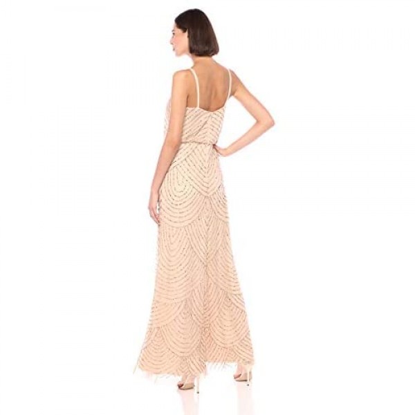 Adrianna Papell Women's Long Beaded Blouson Gown
