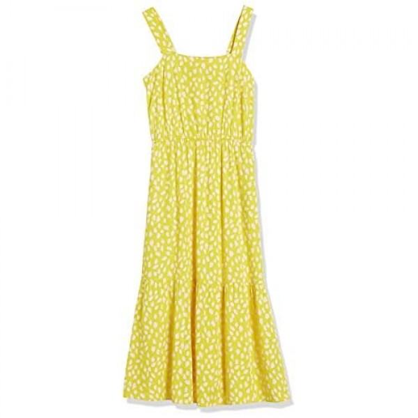 Essentials Women's Fluid Twill Tiered Midi Summer Dress