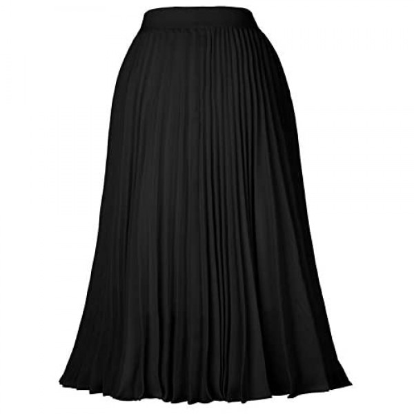 Kate Kasin Women's High Waist Pleated A-Line Swing Skirt KK659
