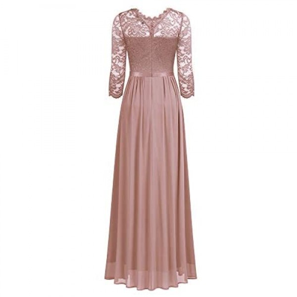 Miusol Women's Formal Floral Lace Wedding Bridesmaid Maxi Dress