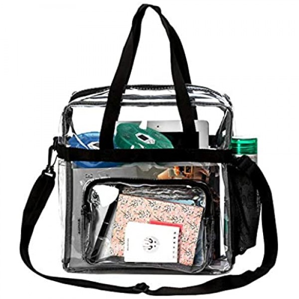 12 Inch Clear Tote Bag Transparent PVC Pouch Stadium Approved Shoulder Bags With zipper & Adjustable Straps