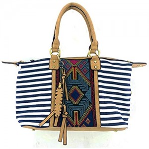 Aztec Embroidered Purse - Jacquard Canvas Embroidered Style  Leather Women Aztec Handbag