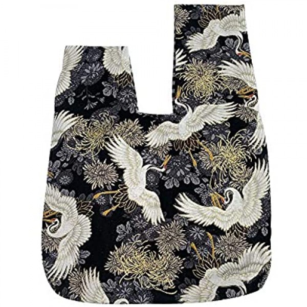 BAR AUTOTECH Cotton Japanese Pattern Wrist Bag Sleeve Knot Pouch Portable Purse Canvas Tote Gift for Girl Boy Wife women