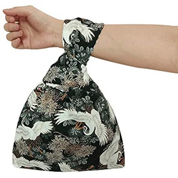 BAR AUTOTECH Cotton Japanese Pattern Wrist Bag Sleeve Knot Pouch Portable Purse Canvas Tote Gift for Girl Boy Wife women