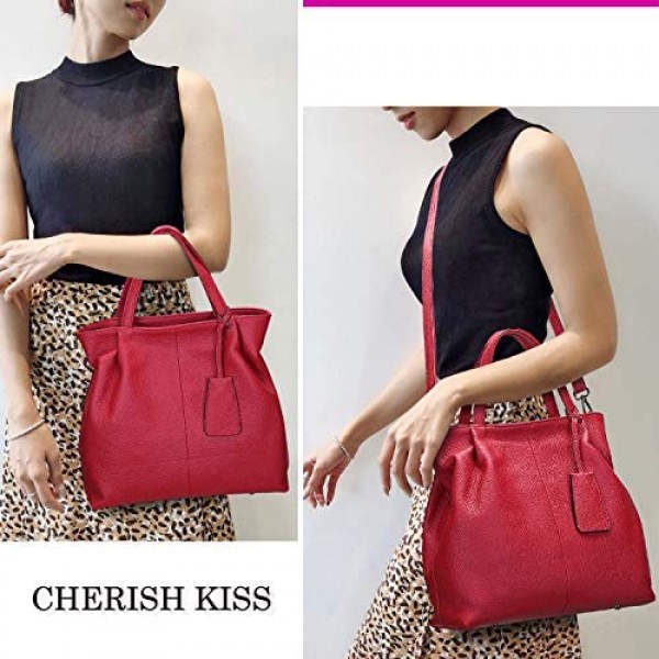 CHERISH KISS Soft Leather Purses and Handbags for Womens Fashion Design Top Handle Shoulder Crossbody Bag with Key Case