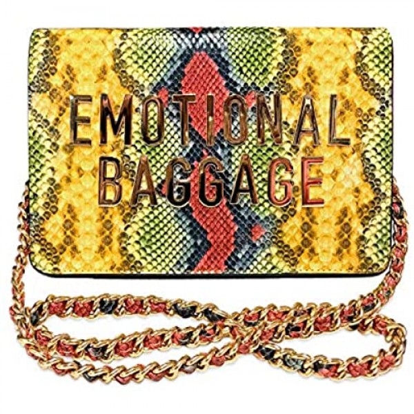 DASH OF PEP Womens Emotional Baggage Snakeskin Purse With Gold Hardware