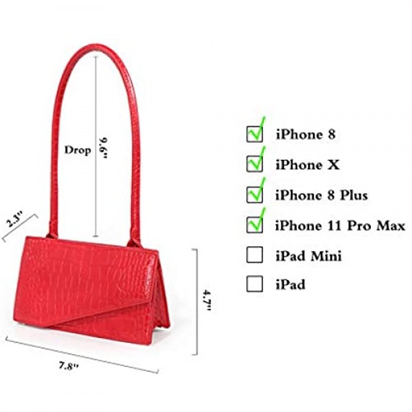 EIOZUR Croc Effect Top Handle Shoulder Bag For Women With Asymmetric Flap Red Piping Handle Women Handbag