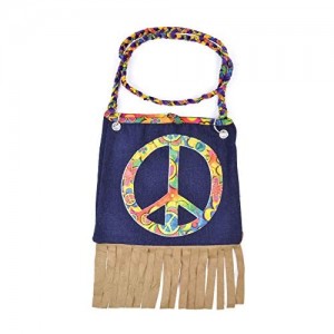 Funky 60s Costume Hippie Hand Bag (denim appears darker in photo)