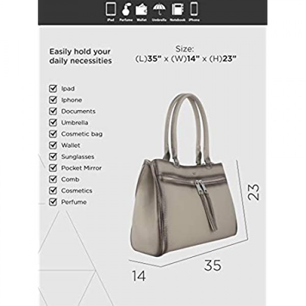 Giorgio Ferretti Elegant Ladies Genuine Leather Top Handle Handbag Women's Genuine Leather Handbag Gray Colour