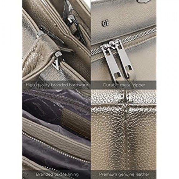 Giorgio Ferretti Elegant Ladies Genuine Leather Top Handle Handbag Women's Genuine Leather Handbag Gray Colour