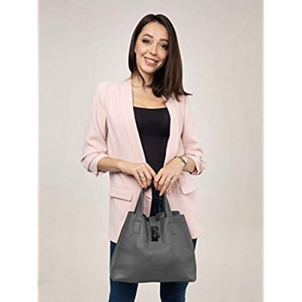 Giorgio Ferretti Elegant Soft Genuine Leather Top Handle Handbag Women's Genuine Leather Handbag