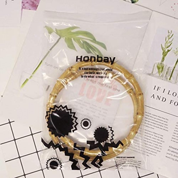 Honbay 2PCS Round Bamboo Handbag Handles for Bag Purse Clutches
