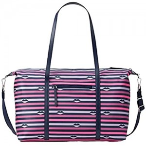 Kate Spade Jae Nylon Luggage Weekender Lip Print Large Handbag