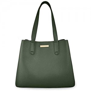 Katie Loxton Riley Womens Vegan Leather Three Compartment Shoulder Handbag Purse Khaki Green