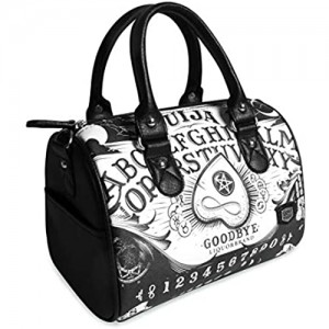 Liquorbrand Liquor Brand Ouija Board II Occult Horror Goth Round Purse Handbag  Black  Medium