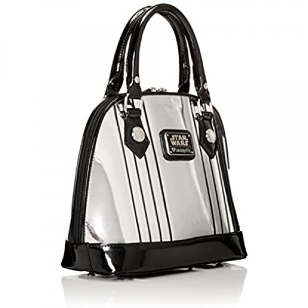 Loungefly Captain Phasma Silver Metallic Embossed Dome Top Handle Bag