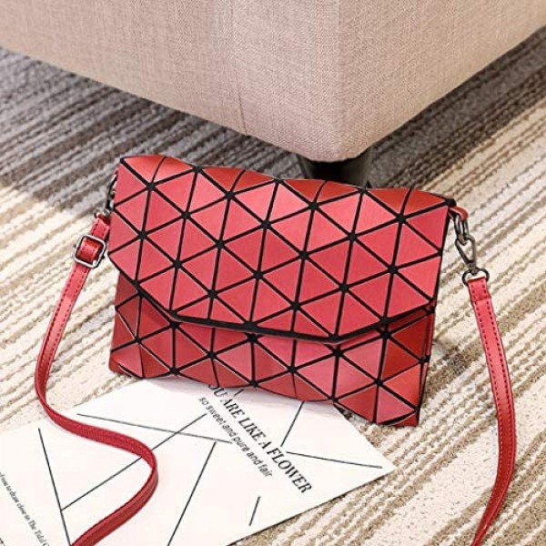 Luminous Geometric Holographic Reflective Purse PU Leather Handbag Fashion Backpacks for Women