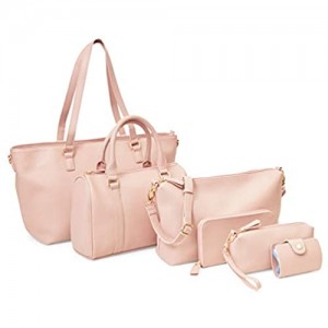 Pink Handbags Set for Women Purses and Wallets in 6 Sizes (6 Pieces)