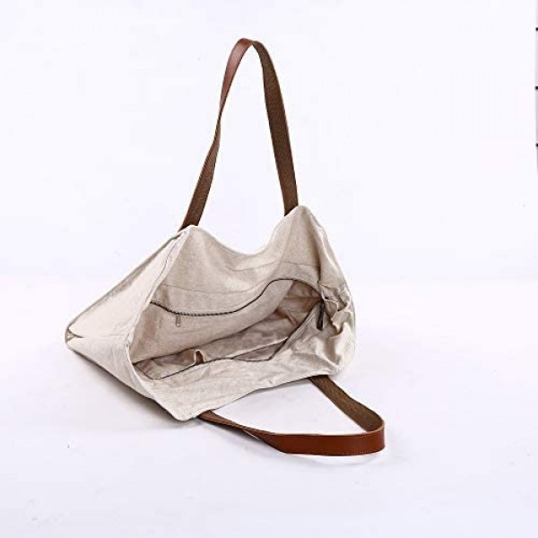 RunFu Original Women's Tops Handle Simple Style Vintage Canvas Bag Handbag Shopping Bag Lady Girl student