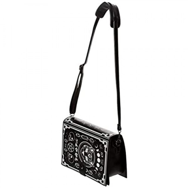 Spellbinder Bag with Cat Pentagram and Occult Symbols Handbag - Black or Off-White - One Size (Black)