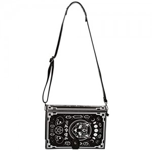 Spellbinder Bag with Cat Pentagram and Occult Symbols Handbag - Black or Off-White - One Size (Black)